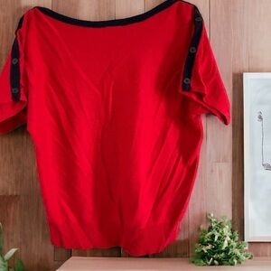 Lauren Ralph Lauren Vintage Women's Size Large Short Sleeve Red/Navy Shirt EUC!